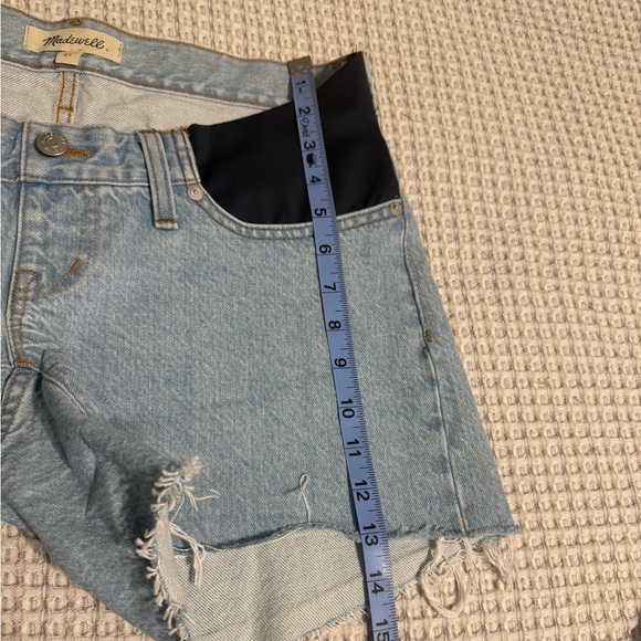 Madewell Maternity Light Blue Denim Jean Shorts with Navy Accents size 27 - Picture 8 of 13